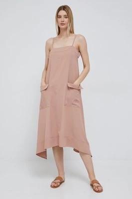 Zdjęcie produktu Dkny sukienka P2CB6MA3 kolor beżowy midi rozkloszowana
