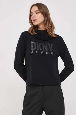 Zdjęcie produktu Dkny sweter damski kolor czarny lekki z golfem E3JSAM13