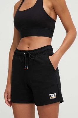 Zdjęcie produktu Dkny szorty damskie kolor czarny z nadrukiem high waist DP3S5166