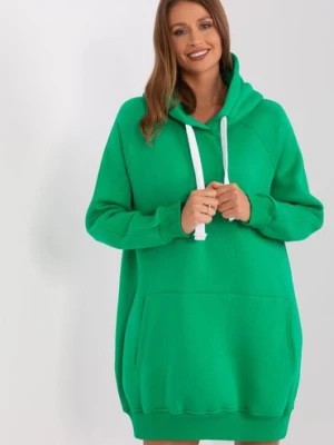 Zdjęcie produktu Długa bluza kangurka z kapturem i ociepleniem zielony