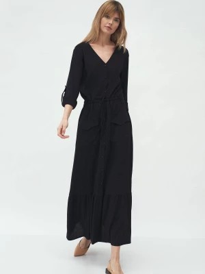 Zdjęcie produktu Długa czarna sukienka z kieszeniami Merg