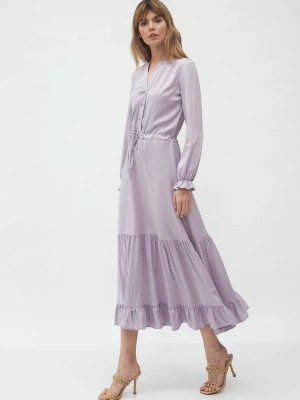 Zdjęcie produktu Długa liliowa sukienka z falbanką Merg