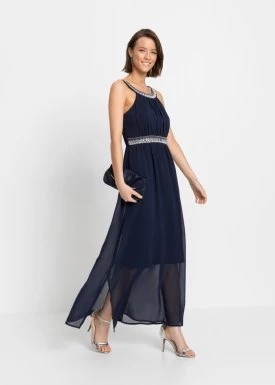 Zdjęcie produktu Długa sukienka z aplikacją ze sztrasów z poliestru z recyklingu bonprix