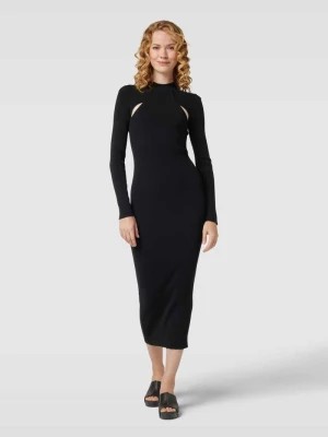 Zdjęcie produktu Długa sukienka z mieszanki wiskozy z drobnym prążkowaniem model ‘SIRGIN’ HUGO