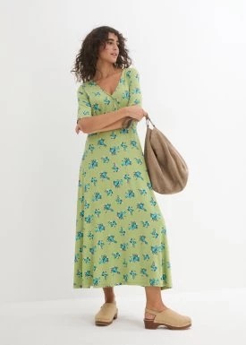 Zdjęcie produktu Długa sukienka z nadrukiem, krótki rękaw bonprix