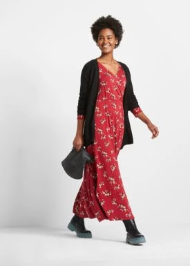Zdjęcie produktu Długa sukienka ze zrównoważonej wiskozy z nadrukiem, długi rękaw bonprix