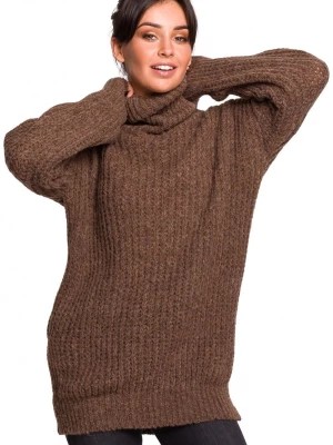Zdjęcie produktu Długi ciepły sweter tunika z wysokim golfem Polskie swetry