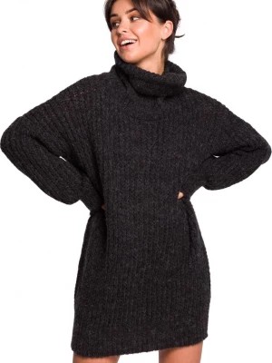 Zdjęcie produktu Długi ciepły sweter tunika z wysokim golfem Polskie swetry