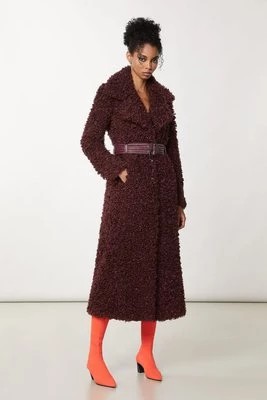 Zdjęcie produktu Długi płaszcz fluffy z paskiem PATRIZIA PEPE