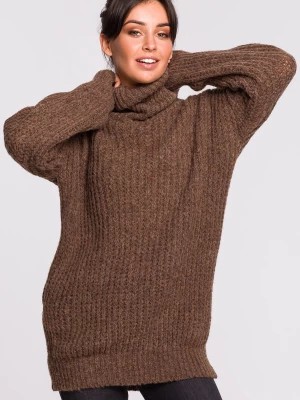 Zdjęcie produktu Długi sweter z golfem - karmelowy Merg