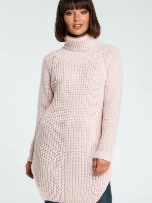 Zdjęcie produktu Długi sweter z golfem - różowy Merg