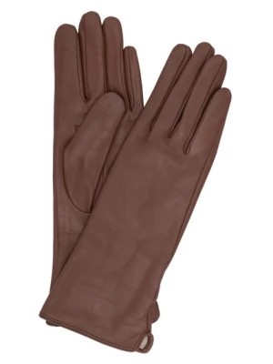 Zdjęcie produktu Długie brązowe skórzane rękawiczki damskie OCHNIK