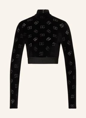 Zdjęcie produktu Dolce & Gabbana Krótka Koszulka Z Długim Rękawem Z Aksamitu schwarz