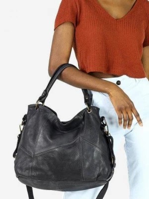 Zdjęcie produktu Donna Włoska Miejska torebka skórzana na ramię city sholder handmade bag czarny Merg