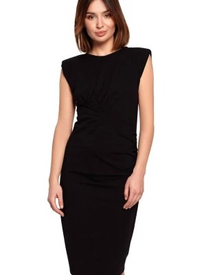 Zdjęcie produktu Dopasowana bawełniana sukienka z marszczeniami czarna Be Active