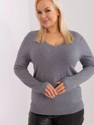 Zdjęcie produktu Dopasowany sweter plus size z wiskozy ciemny szary
