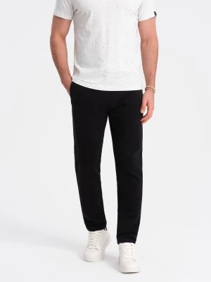 Zdjęcie produktu Dresowe spodnie męskie z nogawką bez ściągacza - czarne V5 OM-PABS-0206
 -                                    S