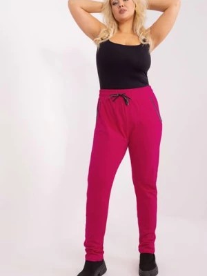 Zdjęcie produktu Dresowe spodnie plus size z troczkami fuksjowy