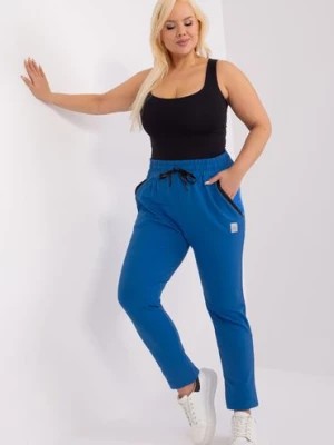 Zdjęcie produktu Dresowe spodnie plus size z wiązaniem ciemny niebieski