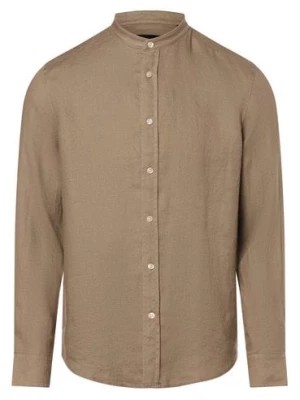 Zdjęcie produktu Drykorn Lniana koszula męska Mężczyźni Regular Fit len beżowy|brązowy jednolity stójka,