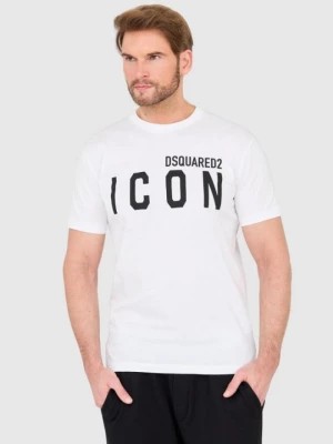 Zdjęcie produktu DSQUARED2 Biały t-shirt męski z dużym logo icon