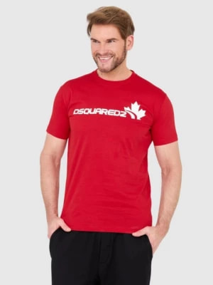 Zdjęcie produktu DSQUARED2 Czerwony bawełniany t-shirt z dużym logo