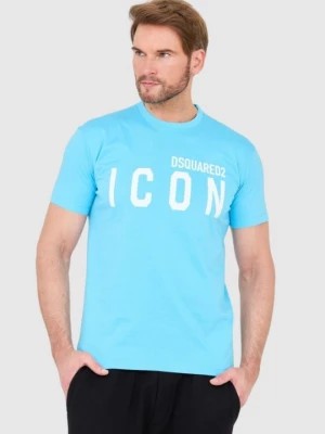 Zdjęcie produktu DSQUARED2 Niebieski t-shirt męski z dużym logo icon