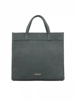 Zdjęcie produktu Duża minimalistyczna torebka do ręki z szarego zamszu Kazar