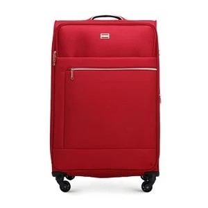 Zdjęcie produktu Duża walizka miękka z błyszczącym suwakiem z przodu czerwona Wittchen