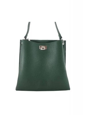 Zdjęcie produktu Duże torby damskie skórzane -Barberini's - Zielona ciemna Merg