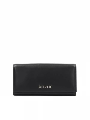 Zdjęcie produktu Duży czarny portfel damski z licowej skóry Kazar