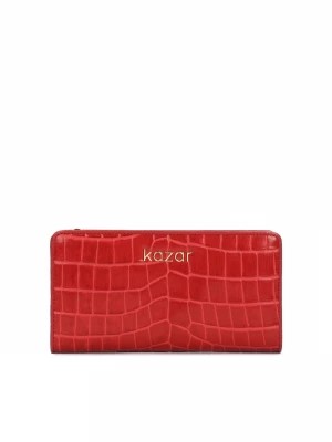Zdjęcie produktu Duży czerwony portfel w krokodyli wzór Kazar