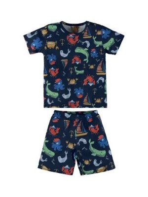 Zdjęcie produktu Dwuczęściowa bawełniana piżama chłopięca w zwierzęta morskie Up Baby