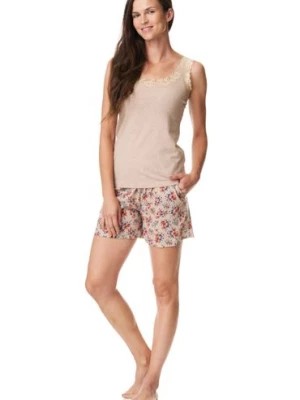 Zdjęcie produktu Dwuczęściowa letnia piżama damska z motywem kwiatów key