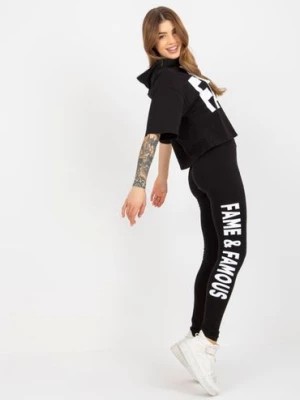 Zdjęcie produktu Dwuczęściowy komplet sportowy damski z legginsami - czarny