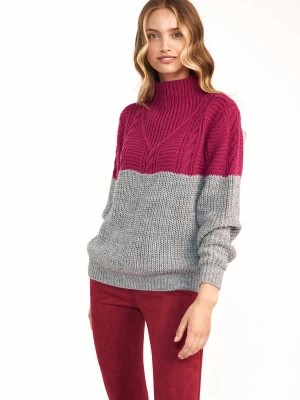 Zdjęcie produktu Dwukolorowy sweter - malina/szary Merg