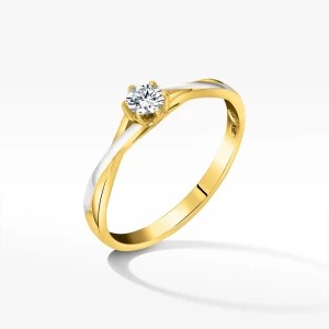 Zdjęcie produktu Dwukolorowy złoty pierścionek z brylantem