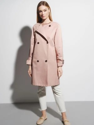 Zdjęcie produktu Dwurzędowy różowy płaszcz damski OCHNIK