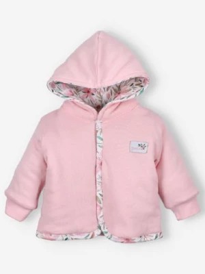 Zdjęcie produktu Dwustronna kurtka niemowlęca PINK FLOWERS z bawełny organicznej z kapturem NINI