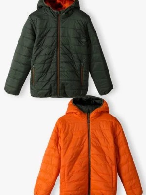 Zdjęcie produktu Dwustronna przejściowa kurtka dla chłopca - pomarańczowo-zielona - Lincoln&Sharks Lincoln & Sharks by 5.10.15.