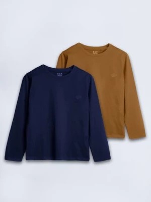 Zdjęcie produktu Dzianinowe bluzki z miękkiej bawełny - granatowa i brązowa - unisex - Limited Edition