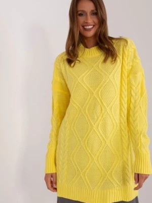Zdjęcie produktu Dzianinowy sweter w warkocze żółty