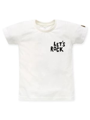 Zdjęcie produktu Dzianinowy t-shirt chłopięcy Let's rock ecru Pinokio