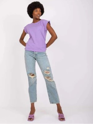 Zdjęcie produktu Dzianinowy t-shirt damski fioletowy BASIC FEEL GOOD