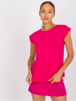 Zdjęcie produktu Dzianinowy t-shirt damski różowy BASIC FEEL GOOD