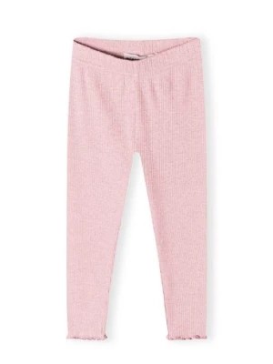 Zdjęcie produktu Dziewczęce legginsy różowe z dzianiny prążkowanej Minoti