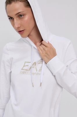 Zdjęcie produktu EA7 Emporio Armani Bluza 8NTM36.TJCQZ damska kolor biały z kapturem gładka