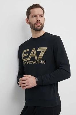 Zdjęcie produktu EA7 Emporio Armani bluza bawełniana męska kolor czarny z nadrukiem