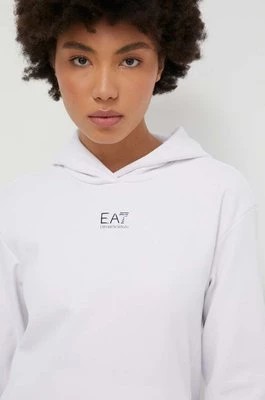 Zdjęcie produktu EA7 Emporio Armani bluza damska kolor biały z kapturem z nadrukiem