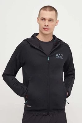 Zdjęcie produktu EA7 Emporio Armani bluza męska kolor czarny z kapturem z nadrukiem
